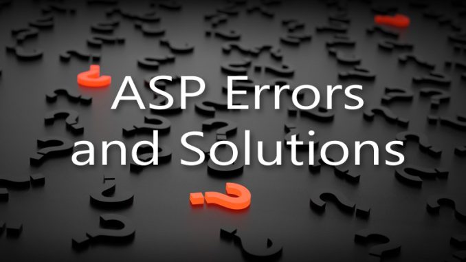 ASP Errors and Solutions